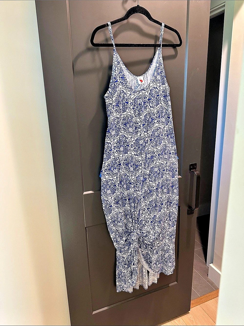 Buenos Ninos Floral Maxi Dress Blue & White Size XL